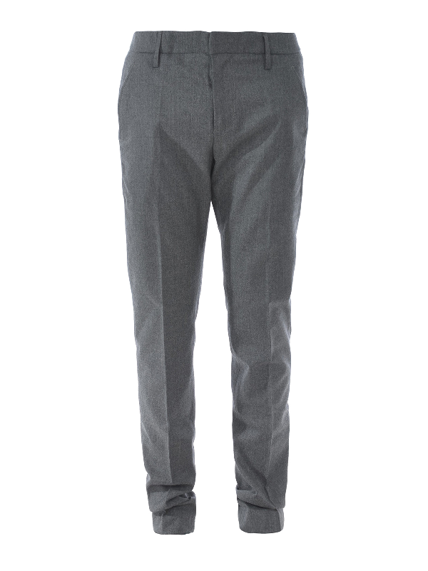 Dondup Grey Stretch Wool Chino Trousers | ModeSens