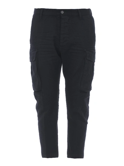 Dsquared2 Sexy Cargo Fit Stretch Wool Cargo Trousers In Black