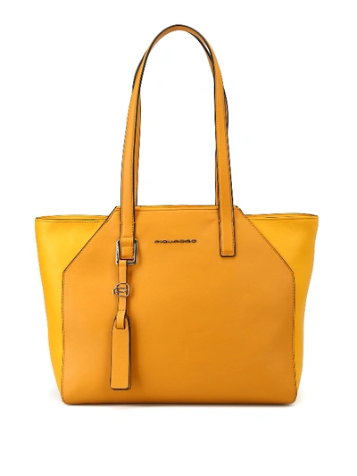 Piquadro Ipad®airpro 97 Muse Two-tone Leather Tote In Yellow