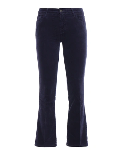 J Brand Blue Velvet Selena Bootcut Trousers