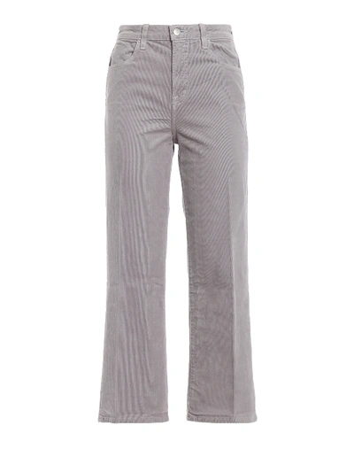 J Brand Joan Crop Corduroy High Rise Grey Pants In Light Grey