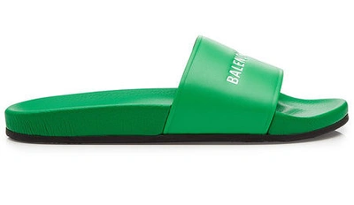 Pre-owned Balenciaga Leather Slides Green