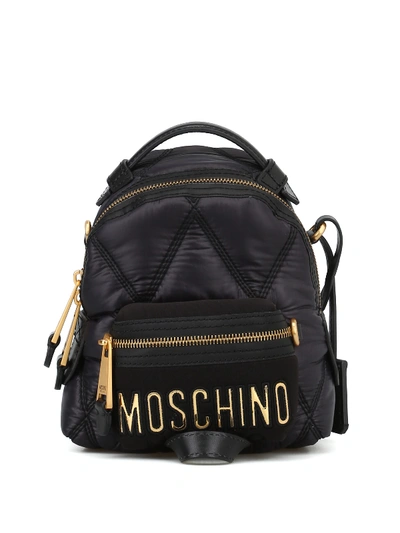 Moschino Logo Lettering Quilted Backpack In Black