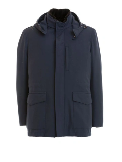 Brioni Beaver Fur Inner Jacket In Blue