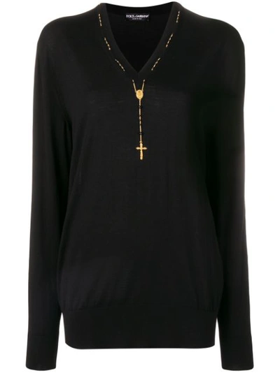 Dolce & Gabbana Rosary Detail Jumper In Black