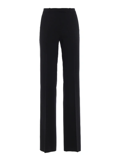 Etro Wide Leg Crepe Trousers With Side Bands In Black