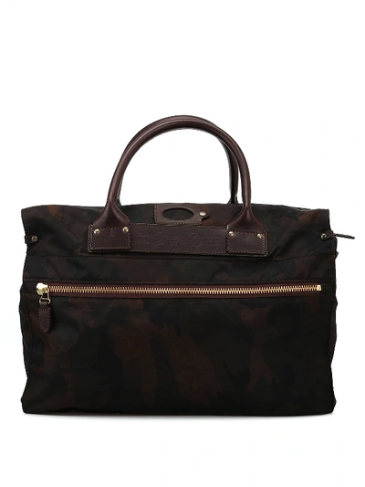 Felisi Camo Nylon And Genuine Leather Travel Bag In Dark Brown