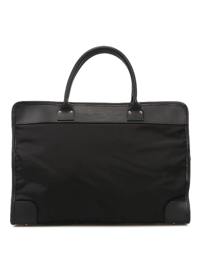 Felisi Tonal Nylon And Genuine Leather Briefcase In Black