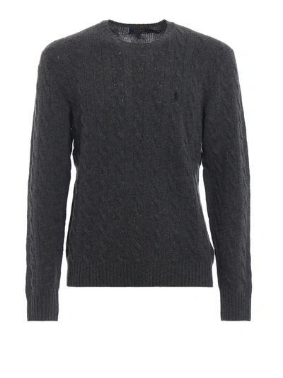 Polo Ralph Lauren Cable Knit Wool And Cashmere Sweater In Dark Grey