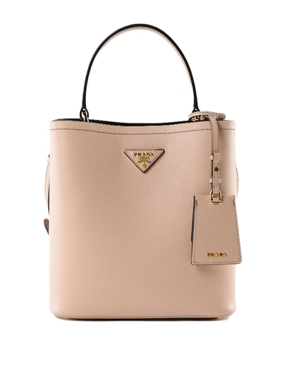 Prada Saffiano Leather Double Bucket Bag In Light Pink