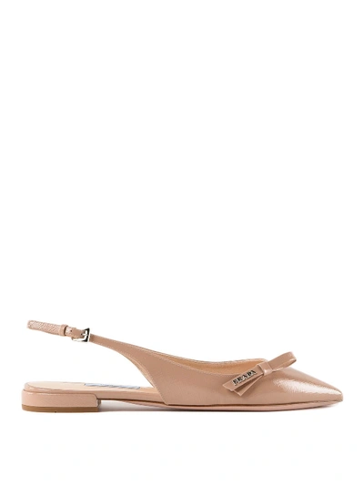 Prada Pink Patent Leather Slingback Flat Sandals