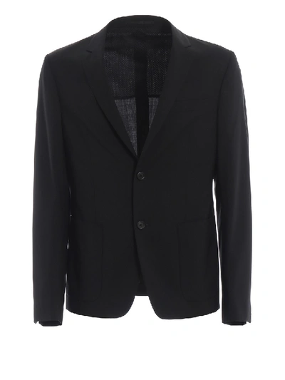 Prada Unlined Cotton Knit Single-breasted Blazer In Black