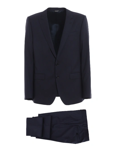 Dolce & Gabbana Wool And Silk Navy Blue Martini Suit In Dark Blue