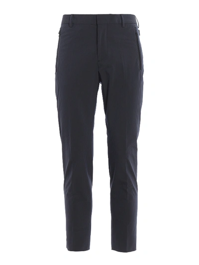 Prada Gingham Stretch Techno Fabric Trousers In Blue