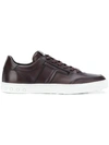 Tod's Urban Style Leather Low Top Sneakers In Cl811 Brule