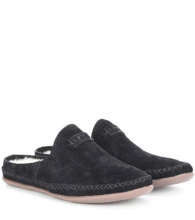 Ugg Tamara Suede Slippers In Black Leather