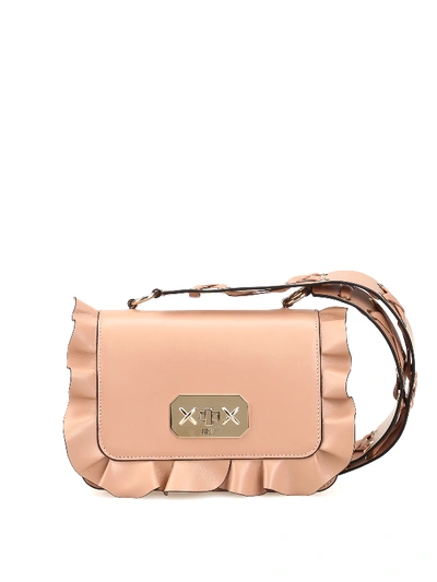 Red Valentino Rock Ruffles Nude Leather Cross Body Bag In Nude And Neutrals