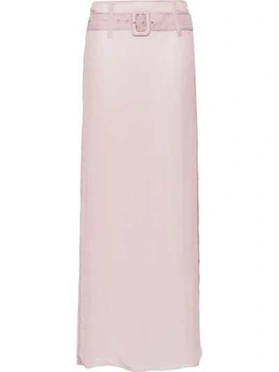 Prada Belted Silk Chiffon Skirt In Light Pink
