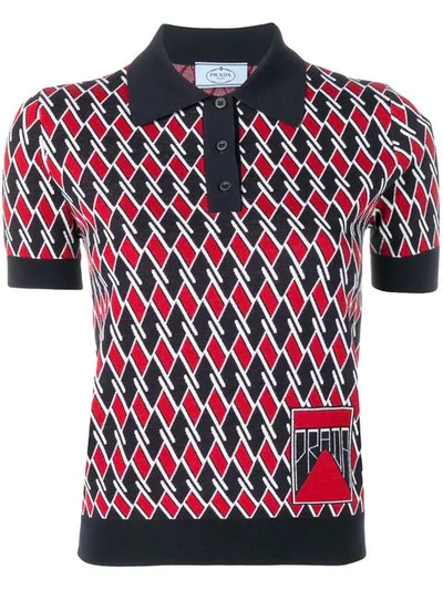Prada Geometric Polo Shirt In Multicolour