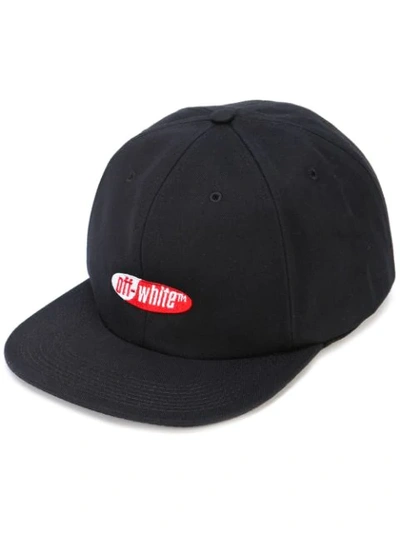 Off-white Logo Cotton Canvas Baseball Hat In Black
