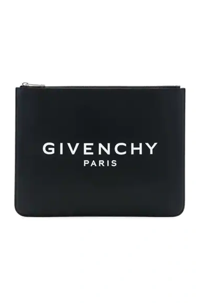 Givenchy Black Leather Clutch In Grey