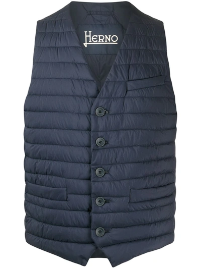 Herno Lightweighted Padded Waistcoat In Blue In Dark Blue