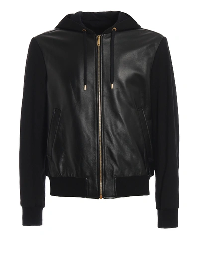 Versace Studded Medusa Head Nappa And Cotton Jacket In Black