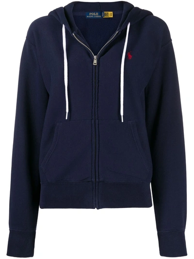 Polo Ralph Lauren Logo-embroidered Cotton-blend Hoodie In Navy In Blue