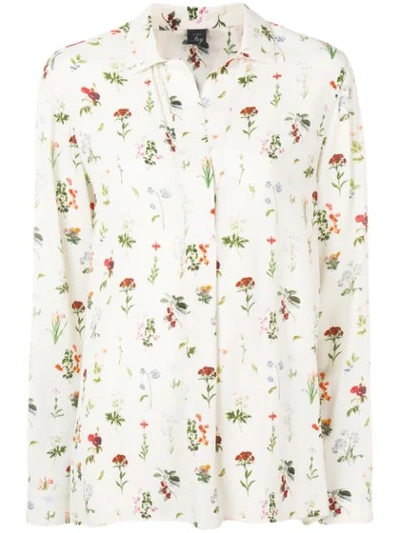 Fay Floral Print Tech Fabric Blouse In Neutrals