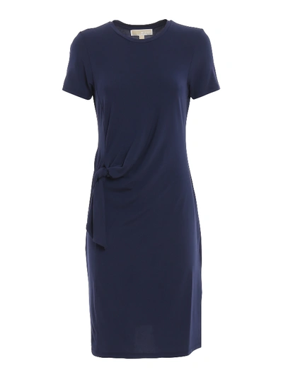 Michael Kors Tight Fitting Knee-length Viscose Blend Dress In Dark Blue