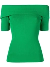 P.a.r.o.s.h Romance Green Off The Shoulder Top