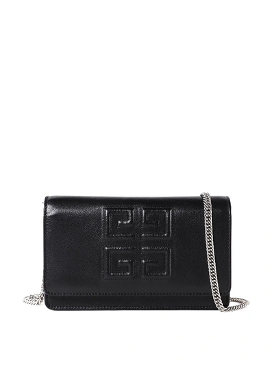 Givenchy Black Leather Emblem Wallet Bag