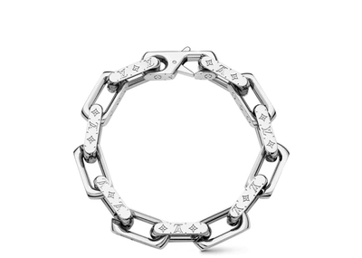 Pre-owned Louis Vuitton  Chain Bracelet Engraved Monogram Silver