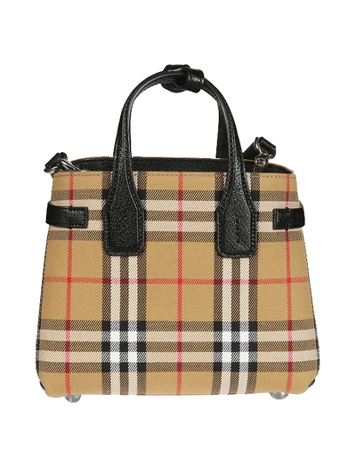 Burberry Baby Banner Vintage Check And Leather Bag In Black