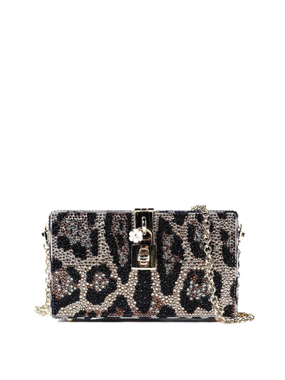 Dolce & Gabbana Dolce Box Crystal Animal Print Clutch