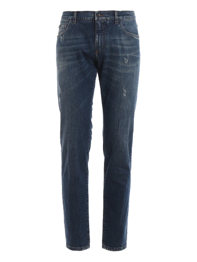 Dolce & Gabbana Slim Fit Cotton Stretch  Jeans In Coloured Wash