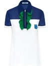 Prada Ruffled-detail Polo Shirt In White,blue,green