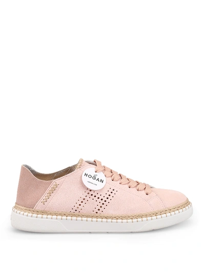 Hogan Suede Sneakers With Espadrilles Details In Light Pink