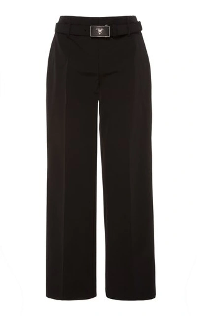 Prada Black Tech Stretch Fabric Wide Leg Pants