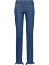 Prada Five-pocket Denim Jeans With Belt In Blue