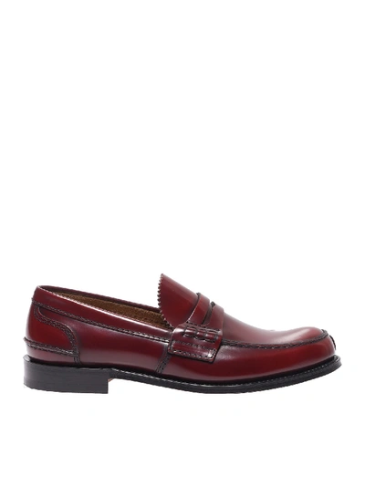 Church's Tunbridge Ruby Leather Loafers In Red