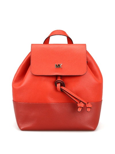 Michael Kors Junie Medium Flap Backpack In Red