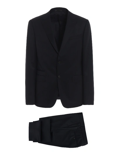 Z Zegna Dark Blue Wool And Mohair Blend Suit