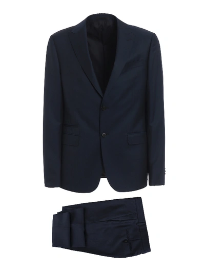 Z Zegna Blue Wool And Mohair Blend Suit