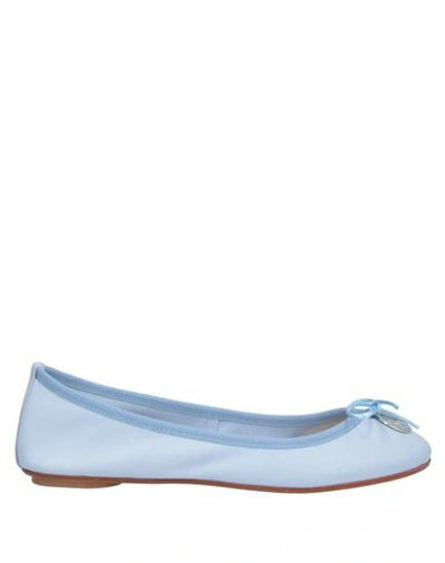 Anna Baiguera Annette Flex Light Blue Leather Flats In Sky Blue