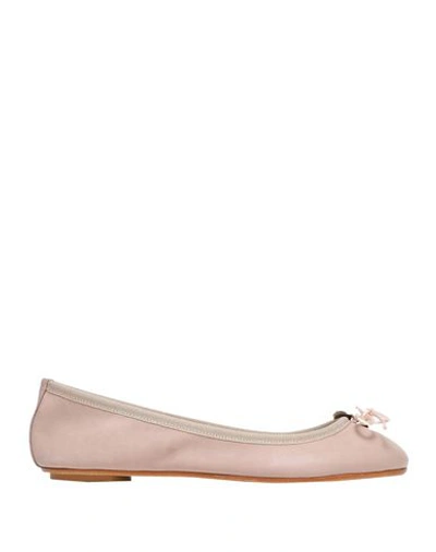 Anna Baiguera Annette Flex Nude Leather Flats In Light Pink