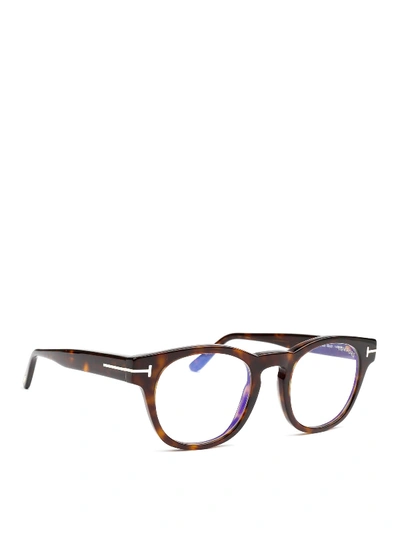 Tom Ford Dark Brown Thick Round Frame Glasses