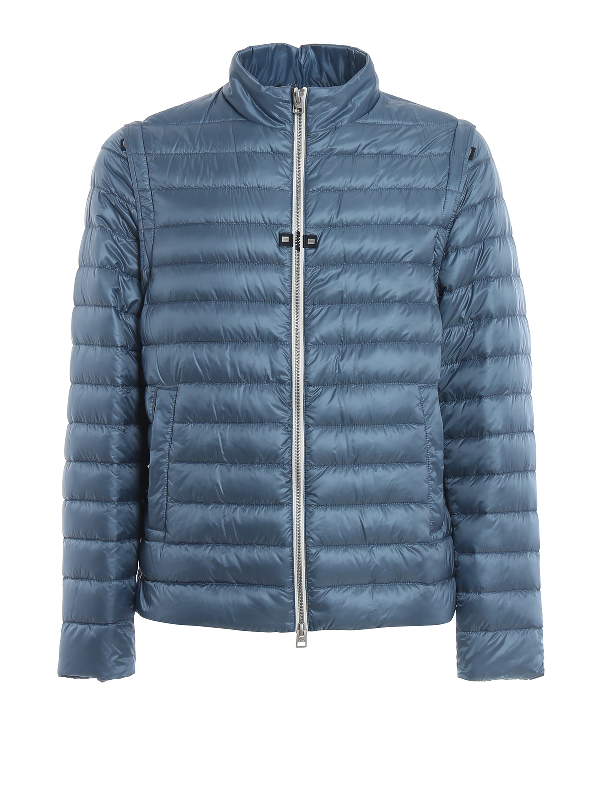 Herno Sky Blue Puffer Jacket With Removable Sleeves In Light Blue ...