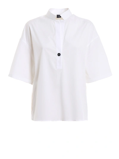 Fay Shirt Style White Stretch Cotton Blouse