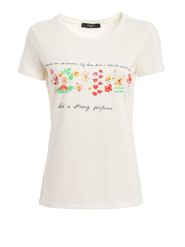 Weekend Max Mara Angio Printed Embroidered T-shirt In White | ModeSens